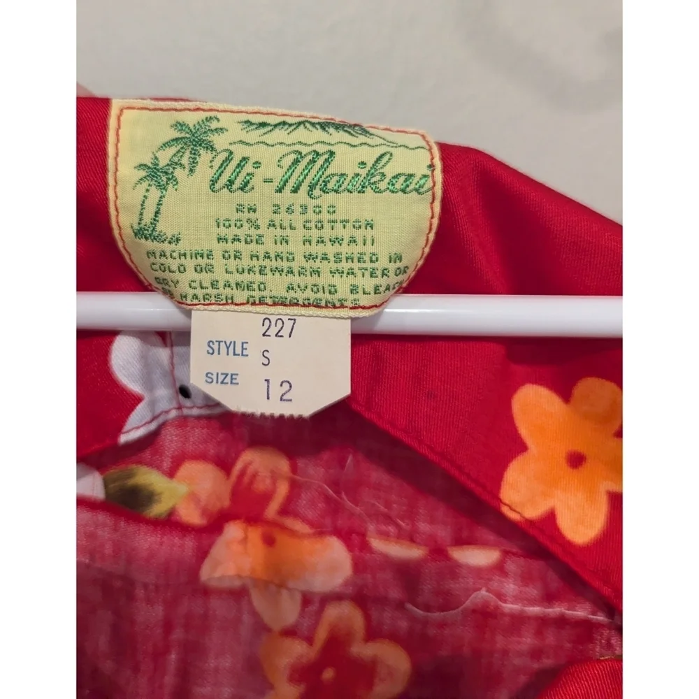 Vintage Ui-maikai Original Hibiscus Hawaiian 100% Cotton Dress Size 12